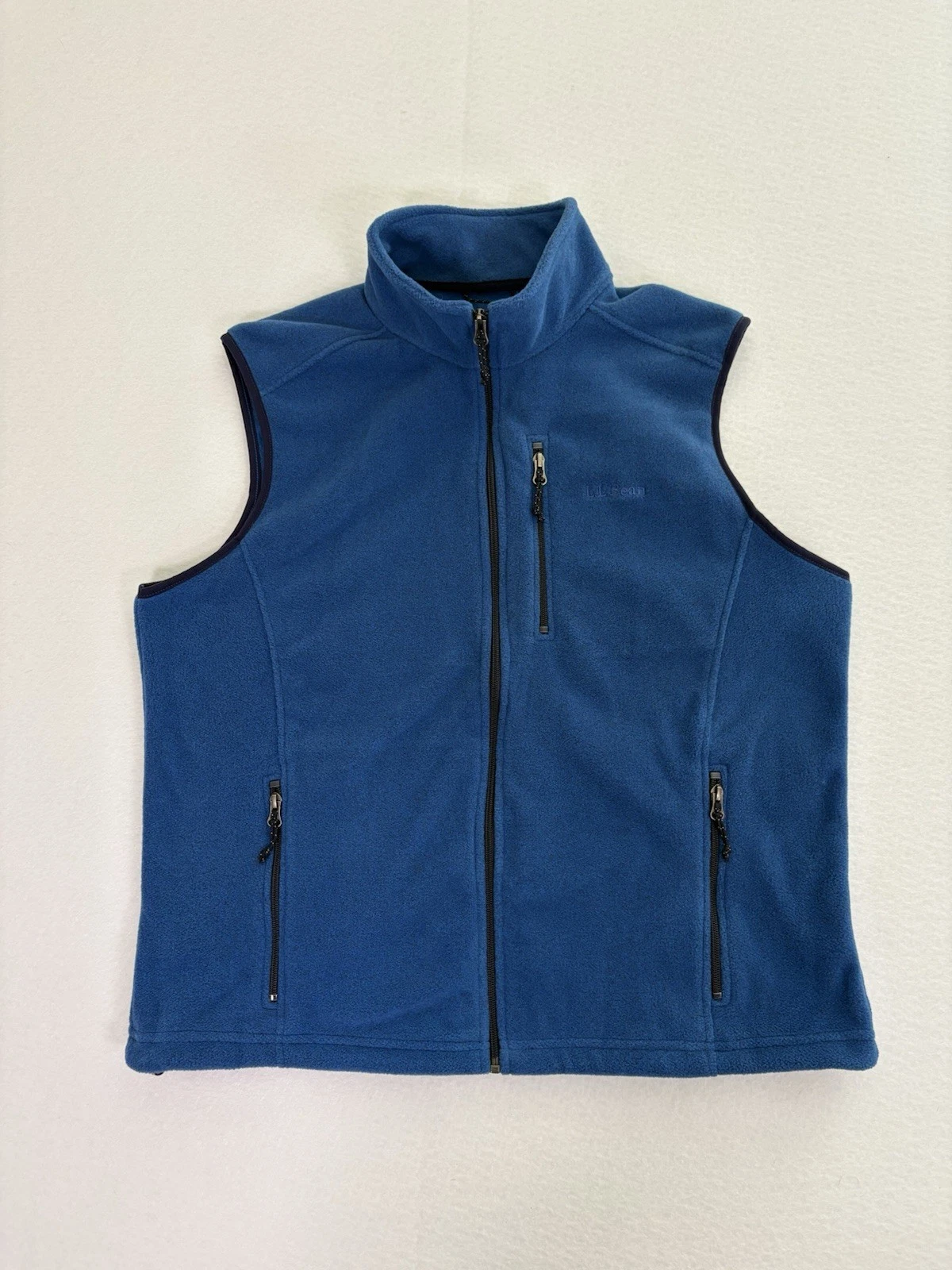 Blue L.L. Bean Men's Soft Cotton for Zip Up Vest Size Large#T0035