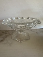 Polonia Flower Shaped 24 Lead Crystal Compote Bowl Vase Ship Vintage Original