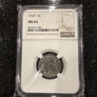 1929 5c Indian Head Buffalo Nickel MS 64 NGC #4879871-004