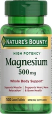 Nature's Bounty Magnesium Tablets Support Bone & Muscle Health 500 mg, 100 Count