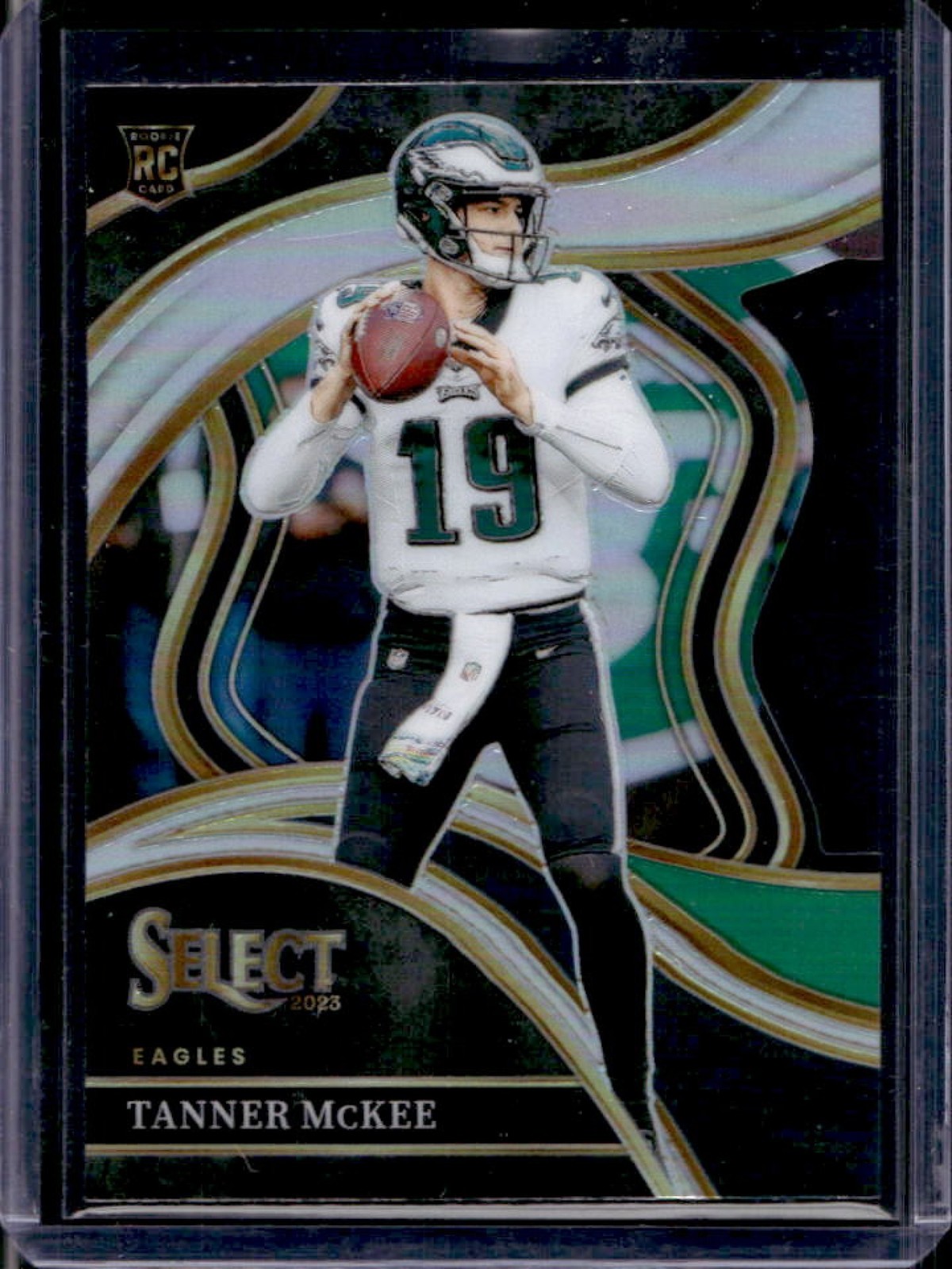 2023 Select Tanner McKee RC Black and Green Prizm Die Cut Club #218 Eagles