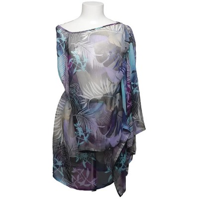 3SUISSES, Poncho, Größe: M, Blau/Lila/Mehrfarbig, Polyester, Batik, Damen #sQP