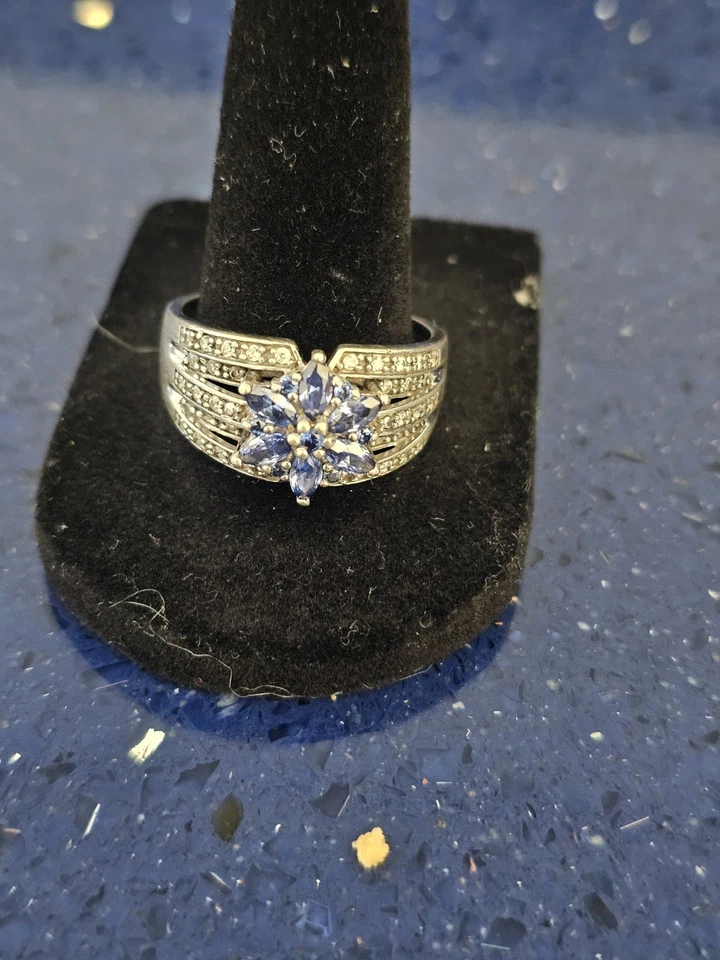 Anillo Flor Tanzanita Diamonique Talla 11 Foto 3 de 4