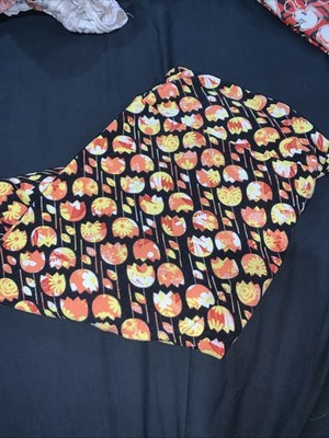 Lularoe TC Leggings Orange Yellow White Tulips Daisies Spring Flowers Tall Curvy