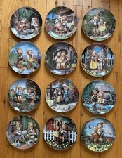 1990 Danbury Mint M. J. Hummel “Little Companions” Collector Plate Set of 12 COA