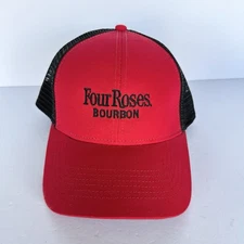 Four Roses Bourbon Trucker Snap Back Hat Cap Red & Black