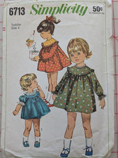 Simplicity 6713 Sewing Pattern TODDLER SIZE 4 Dress Panties - VINTAGE 1966 cut