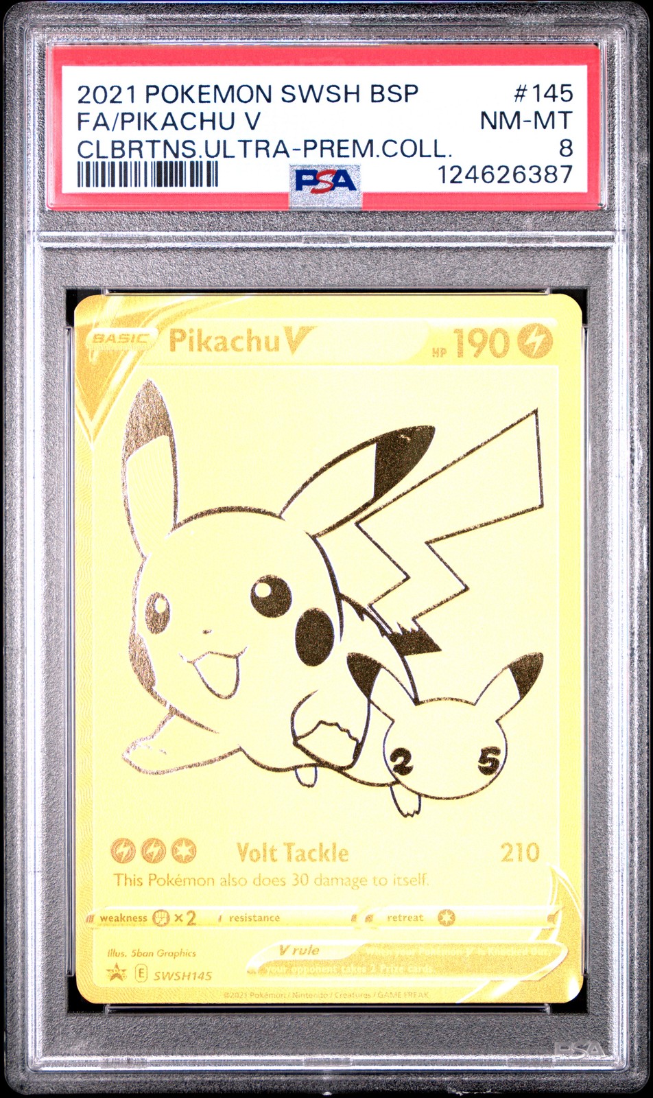 2021 POKEMON SWSH BLACK STAR PROMO #145 FULL ART/PIKACHU V PSA 8