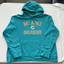 Miami Dolphins Hoodie Men XL Blue Long Sleeve Fanatics Sweatshirt NFL