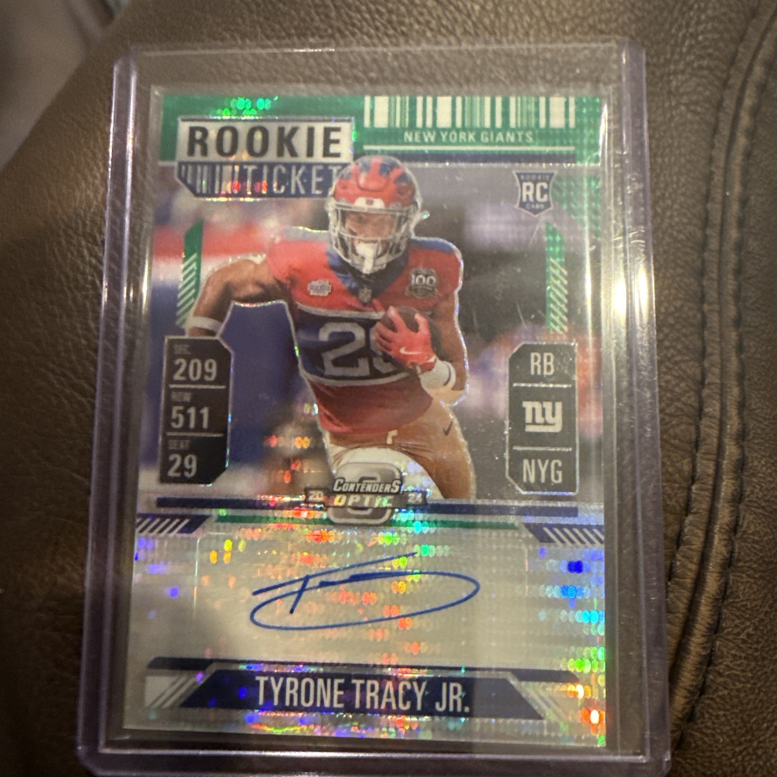 Tyrone Tracy Jr 2024 Contenders Optic RC Auto Green Pulsar 21/30 Rookie Ticket