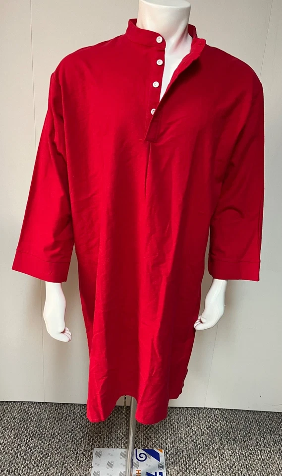 NUEVO SIN ETIQUETAS Camisón Vintage J Peterman Navidad Franela Roja Pecho a 52 ÚLTIMO Foto 4 de 4