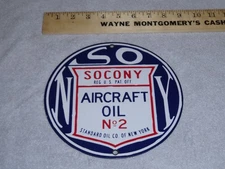 VINTAGE SOCONY AIRCRAFT STANDARD OIL  OF NEW YORK 8" PORCELAIN METAL DS GAS SIGN