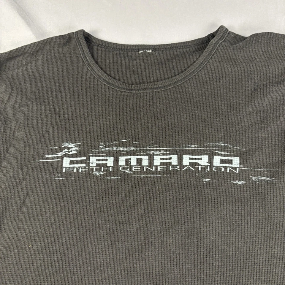 Camisa Chevrolet Camaro XL Para Hombres Negra Waffle Manga Larga Quinta Generación Gráfico Foto 2 de 4