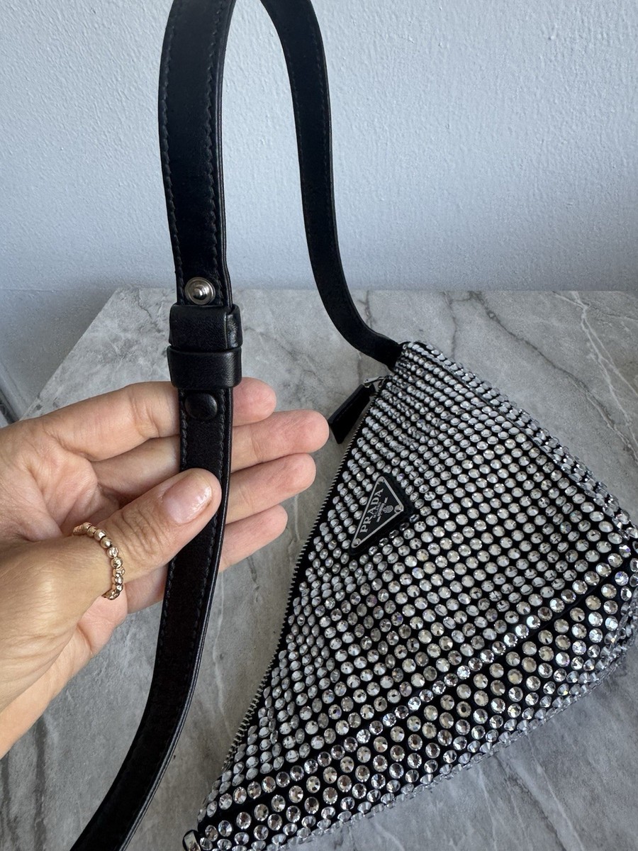 Prada Triangle Top Handle Pouch Bag Crystal Embellished | eBay