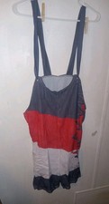 Women's American Flag Patriotic Overalls Jumpsuit Size M Romper Stretch Pockets