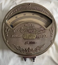 Antique Vintage Weston Electrical Co. Large Brass  Ammeter Newark NJ 22454 rare