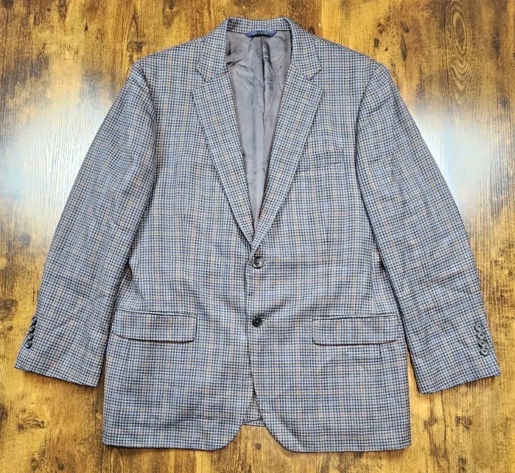 Brooks Brothers 1818 Madison Lanificio Di Pray Wool Windowpane Blazer Mens 43R