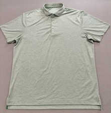 Johnnie O Polo Shirt Mens XL Green Striped Performance Golf Stretch UPF 50