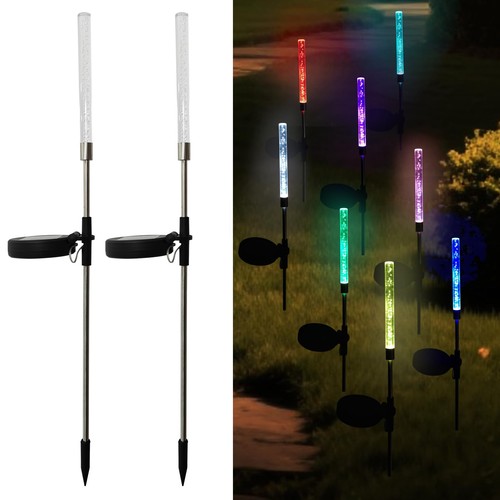 2PCS Solar Bubble Stake Lights Outdoor, Color Changing LED Bubble Pathway Lig...