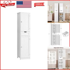 Elegant 67" Tall Bathroom Cabinet with Adjustable Shelves  Stylish White Finish