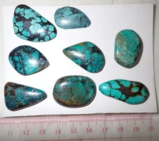 Turquoise Stone Flat Free Form Cabochon 136 Carat 8 pieces 27.2 gram