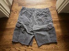 Abercrombie Fitch Distressed Heavy Cargo Shorts Mens 33 Y2K Paratrooper Army