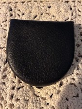 Vintage Black Genuine Leather And Metal Coin Flip Wallet