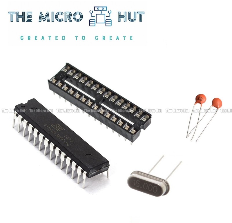 ATmega328P with Arduino UNO Bootloader incl. 16MHz Crystal & Capacitor kit