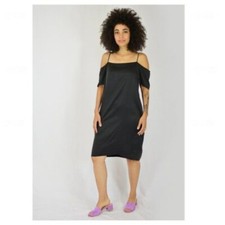 Just Female Sorta Strap Little Black Dress Size XS Silk Off The Shoulder Mini