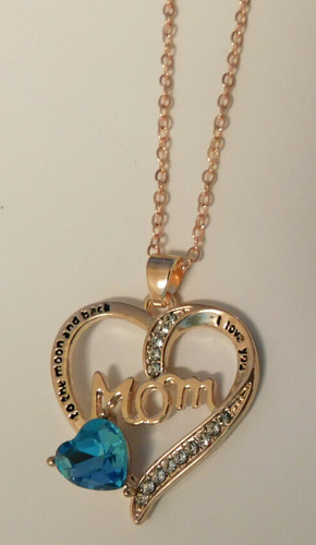 NEW MOM NECKLACE WITH FAUX GEM & FAUX DIAMONDS ON IT--NICE & REDUCED - Picture 2 of 4