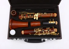 Professional Clarinet Rosewood Wood Body Golden Plated 17Key Bb Tone With Case