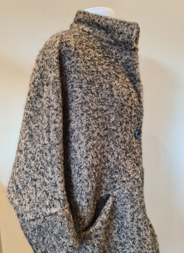 Made In Italy Coat Lagenlook brown bat wing button up pocket One Size Plus 14-22 - Picture 11 of 20