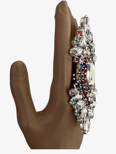 4,5" groß klar bunte Kristalle Strass verstellbar Aussage ist keine Ursache - Bild 2 von 3