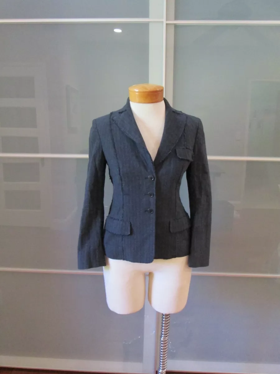 Philosophy Di Alberta Ferretti Gray Denim Striped Jacket Size 6