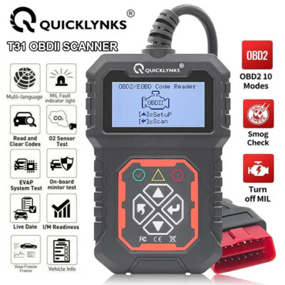 QUICKLYNKS T31 OBD2 Diagnosegerät Auto Auslesegerät Auto Motor Fehlercodeleser