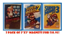 Super Mario Bros MAGNETS 3 Pack 2"x3" Refrigerator Locker brothers