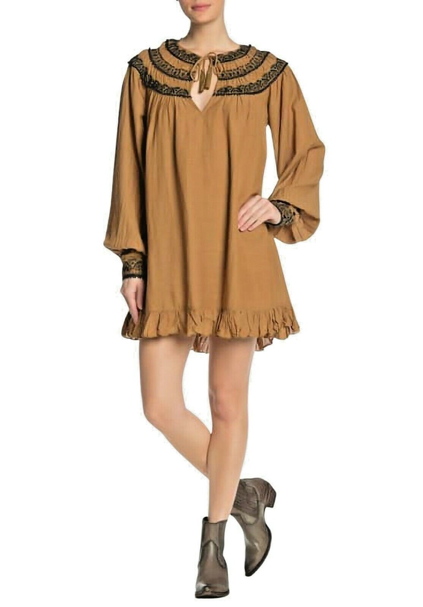 Free People Womens Erin Mini Dress, NATURAL, Size S Free People Womens Erin Mini Dress, NATURAL, Size S
