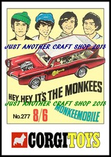 Corgi Toys 277 The Monkees 1968 A4 Size Poster Advert Shop Display Sign Leaflet