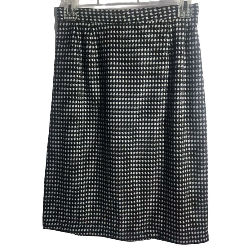 Women’s 8P Black White Checkered Pencil Skirt Straight With Back Slit