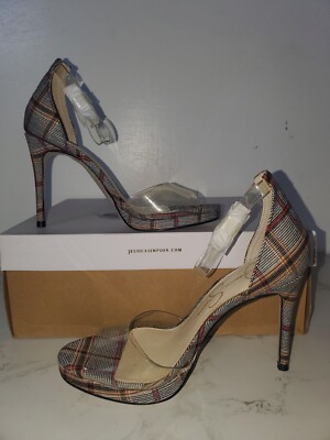 Jessica Simpson Daisile Heels Clear Black/White TPU Jonas Plaid