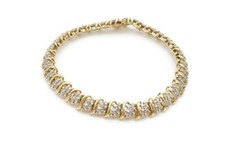 10k Yellow Gold 2 CTW Diamond Tennis Bracelet 7.25"
