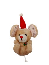 Vintage Russ Berrie Plush Stuffed Animal Christmas Mouse Ornament 5"
