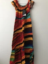 Attitudes by Renee Riviera Sand Peasant Maxi Dress - Rainbow (XXSmall) a510325 