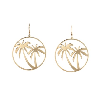 Ohrhänger 5 cm goldfarben Kokospalme im Kreis