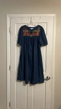 Go Softly Patio Denim Dress Size Small, Zippered Robe Dress EUC