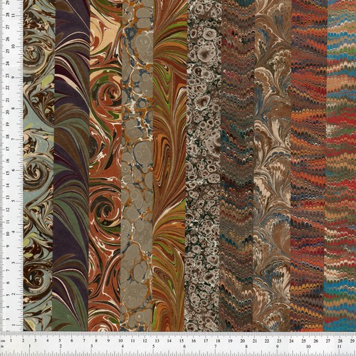 Hand Marbled Paper Precut Lot Set of 30, 13x48cm 5x19in Bookbinding f372-4 - Picture 3 of 3
