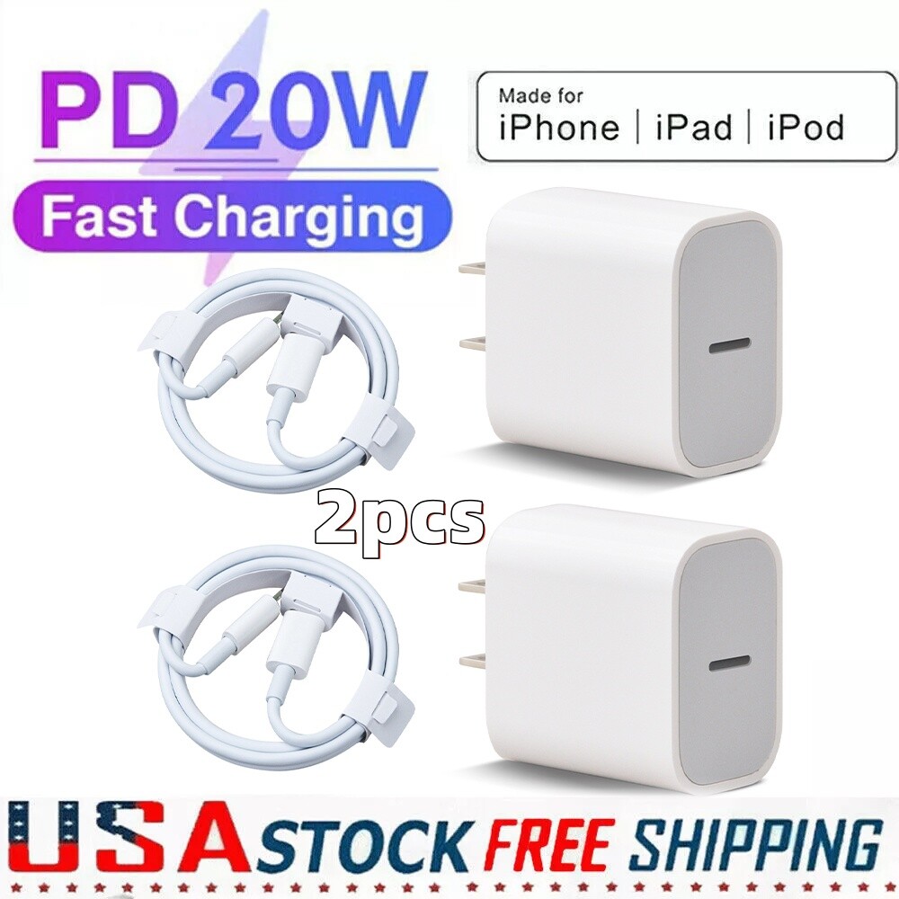 For iPhone 14 13 12 11 Pro XR PD Fast Charger Cord 20W USB-C Power Adapter Block