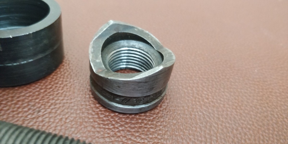 Greenlee 730 S Radio Chassis Punch cuts 1-7/32” hole for oil