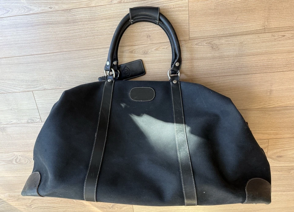 Bolso de Lona Equipaje Vintage Grande Ghurka Colección Original Cuero Sarga Negra Foto 2 de 4