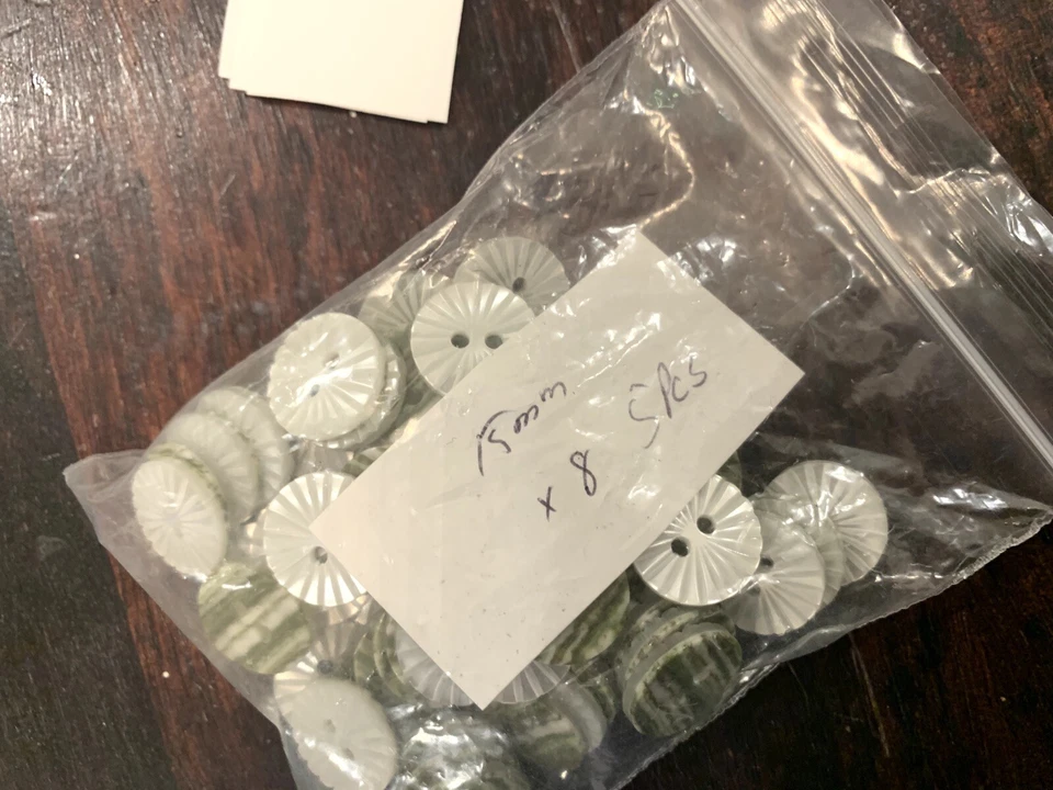 6 X White / Frosted Pearl Finish Ivory Shell 2 Hole Round Shirt Button Star 15mm - Image 2 of 4